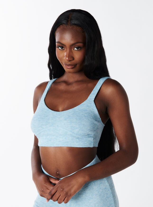 boux avenue Leila ribbed crop top - Light Blue