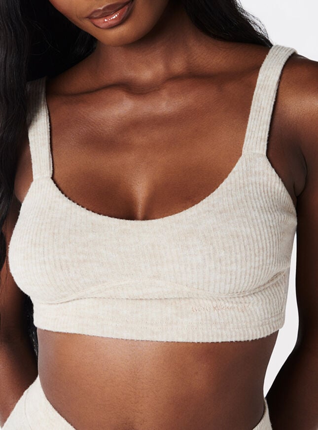 Boux Avenue Leila Ribbed Crop Top - Stone