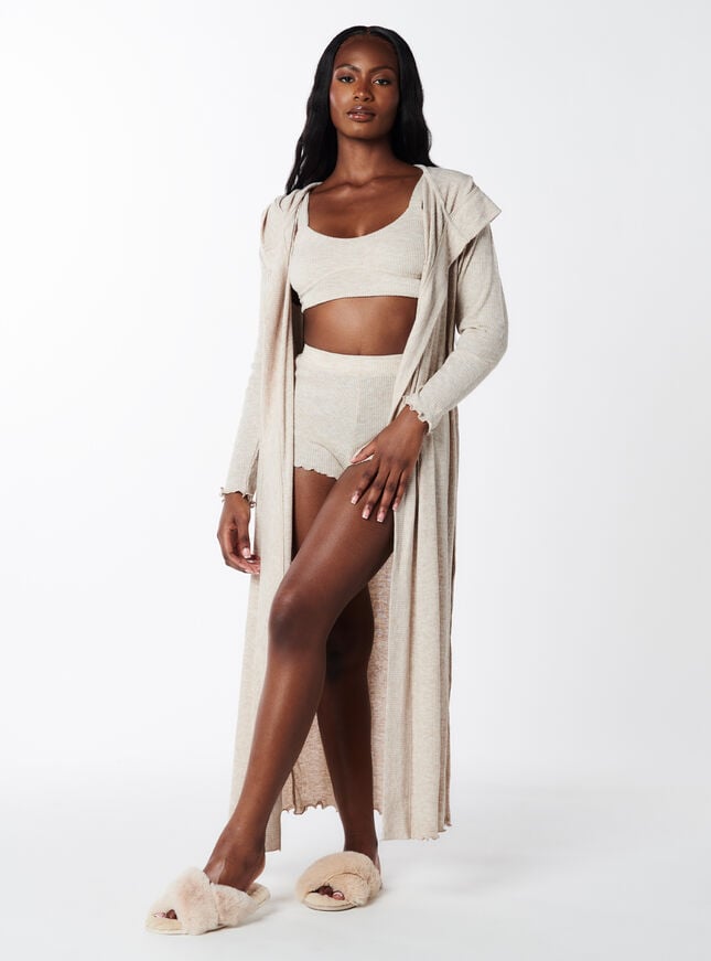 Boux Avenue Leila Ribbed Shorts - Stone