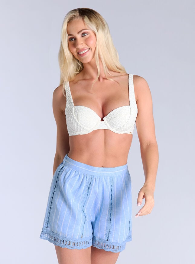 Boux Avenue Linen Blend Beach Shorts - Blue Mix