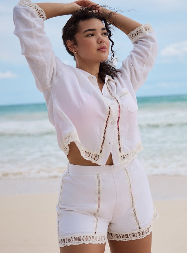 Boux Avenue Linen Blend Beach Shorts - White