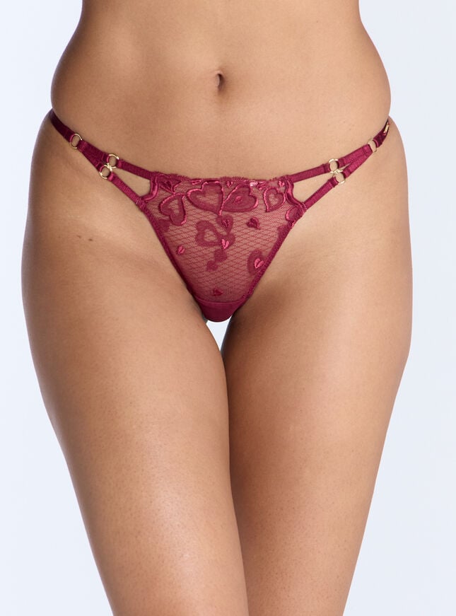 boux avenue Lucia embroidered g-string thong - Wine