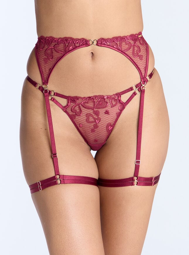 boux avenue Lucia embroidered leg harness - Wine