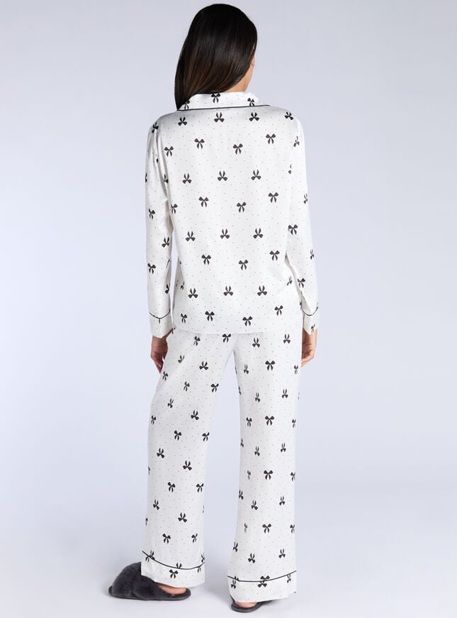 Boux Avenue Luxe Satin Bow Pyjama Set - Oyster