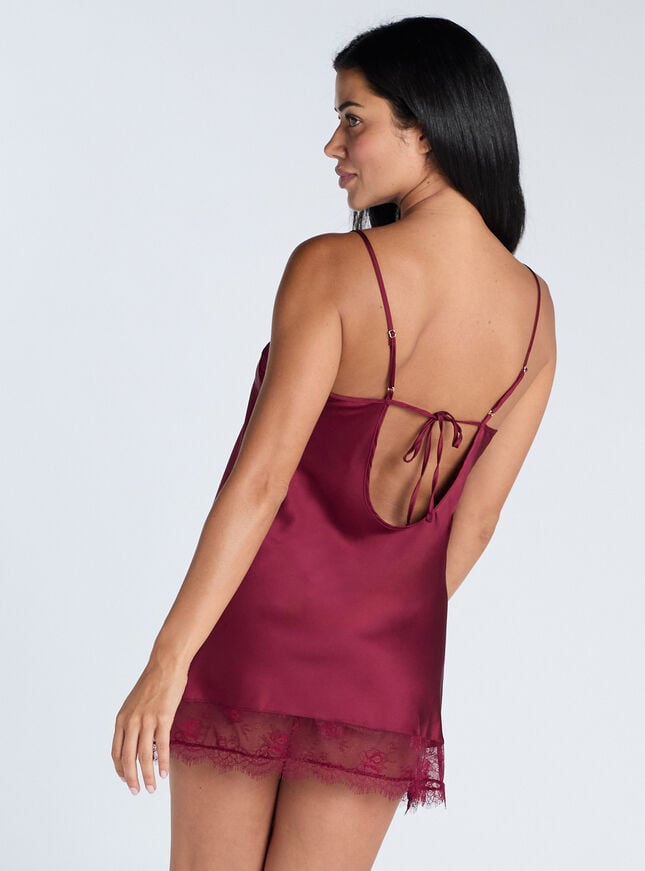 Boux Avenue Luxe Satin & Eyelash Lace Chemise - Wine