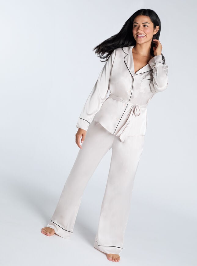 Boux Avenue Luxe Satin Pyjama Shirt - Oyster