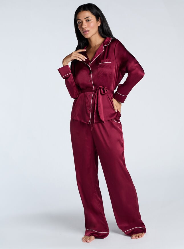 Boux Avenue Luxe Satin Pyjama Shirt - Wine