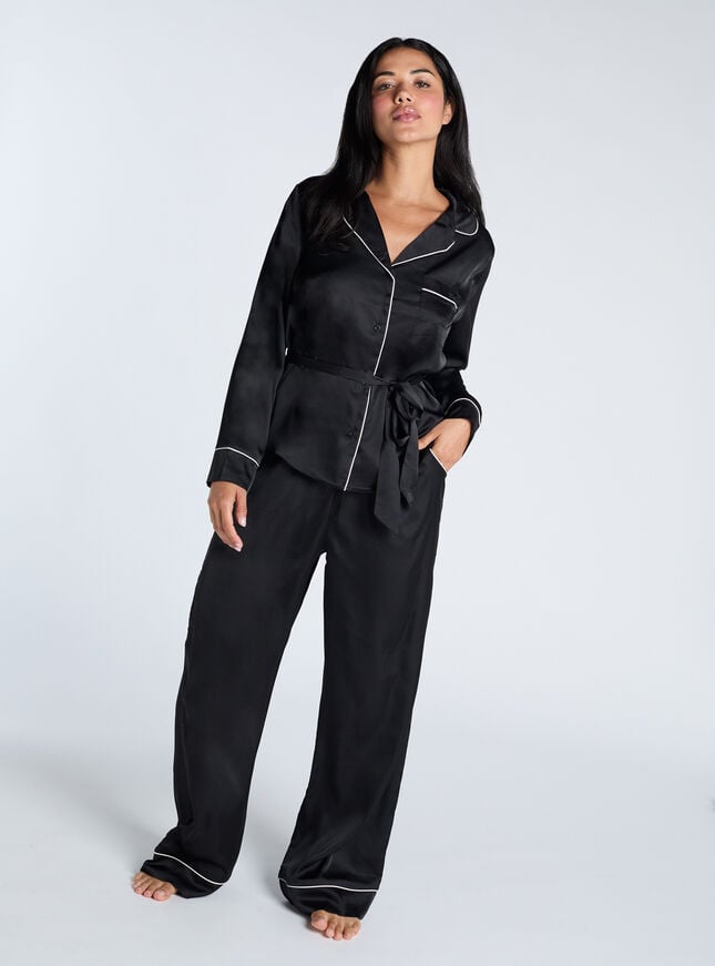 boux avenue Luxe satin pyjama trousers - Black