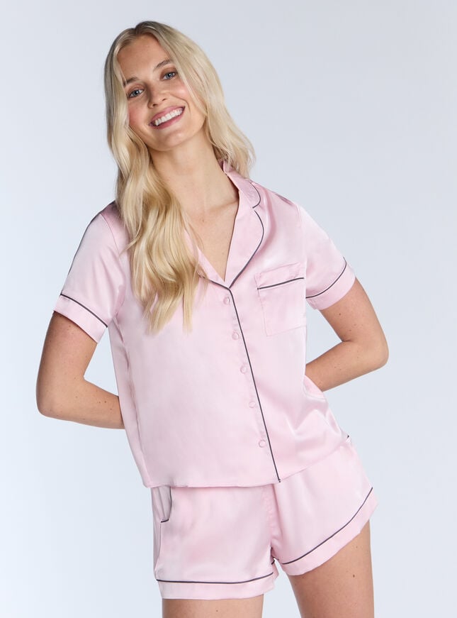Boux Avenue Luxe Satin Short Pyjama Set - Light Pink