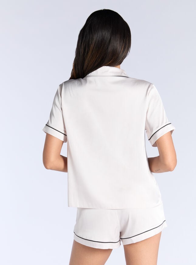 Boux Avenue Luxe Satin Short Pyjama Set - Oyster