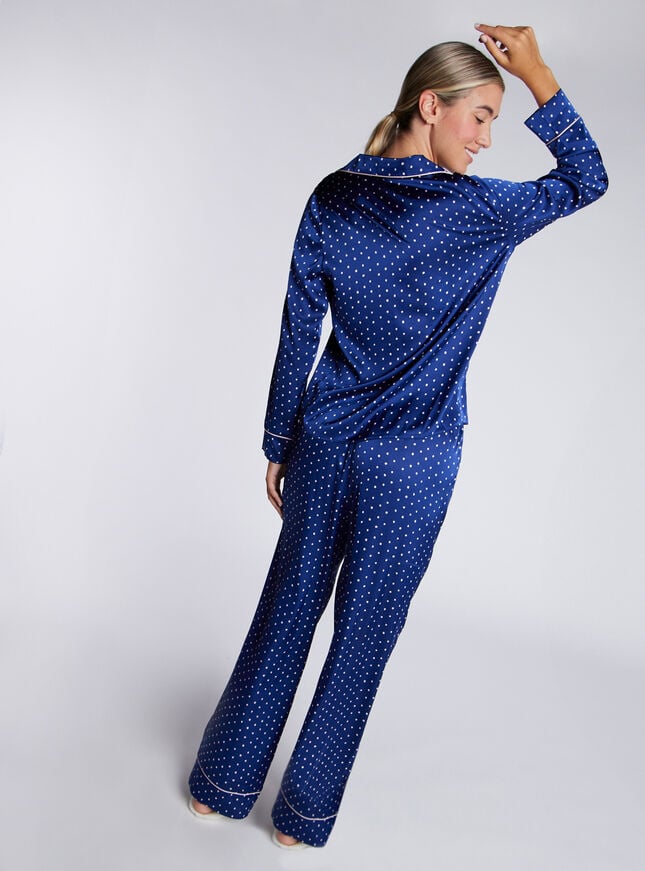 Boux Avenue Luxe Satin Spot Pyjama Set - Navy Mix