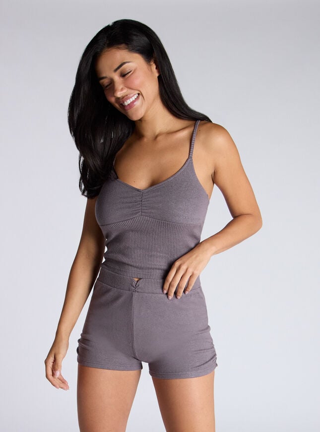 boux avenue Margot fitted shorts - Aubergine