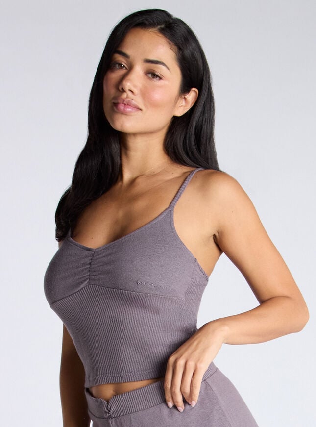 boux avenue Margot ruched cami top - Aubergine