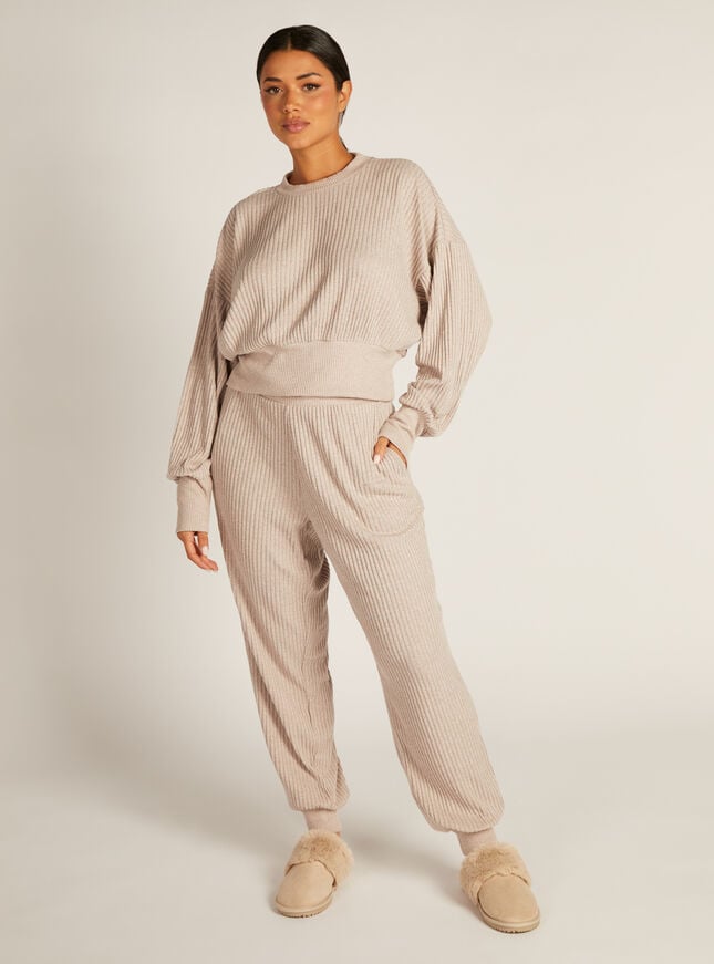 Boux Avenue Maya Ribbed Top - Oatmeal