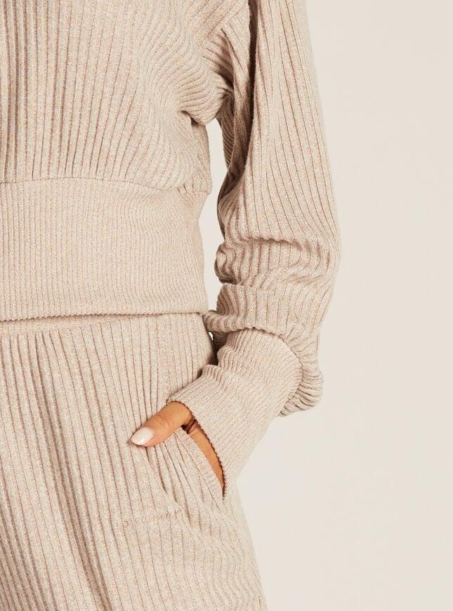 Boux Avenue Maya Ribbed Top - Oatmeal
