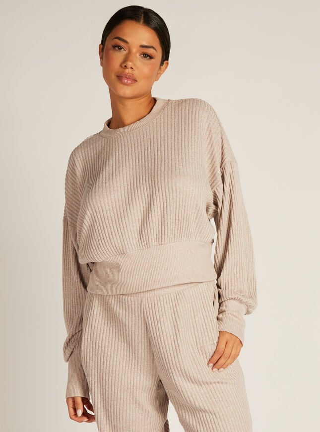 boux avenue Maya ribbed top - Oatmeal