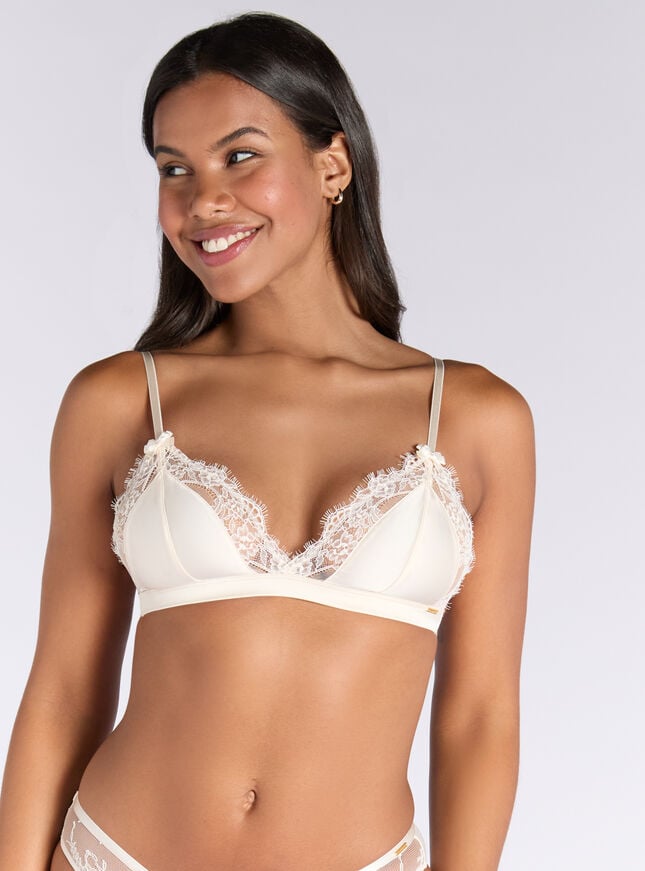 boux avenue Melody satin triangle bra - Ivory