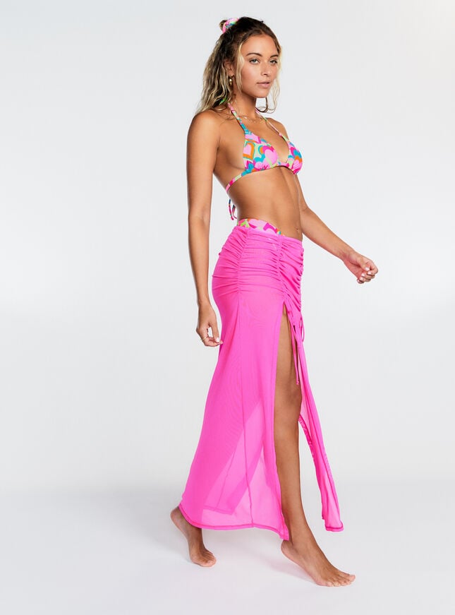 Boux Avenue Mesh Ruched Maxi Skirt - Neon Pink