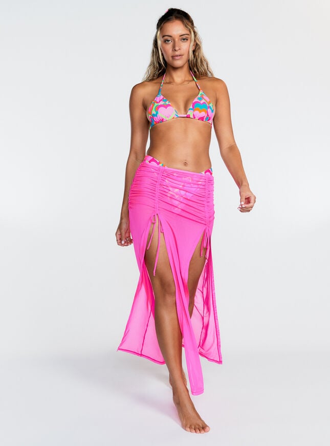 Boux Avenue Mesh Ruched Maxi Skirt - Neon Pink