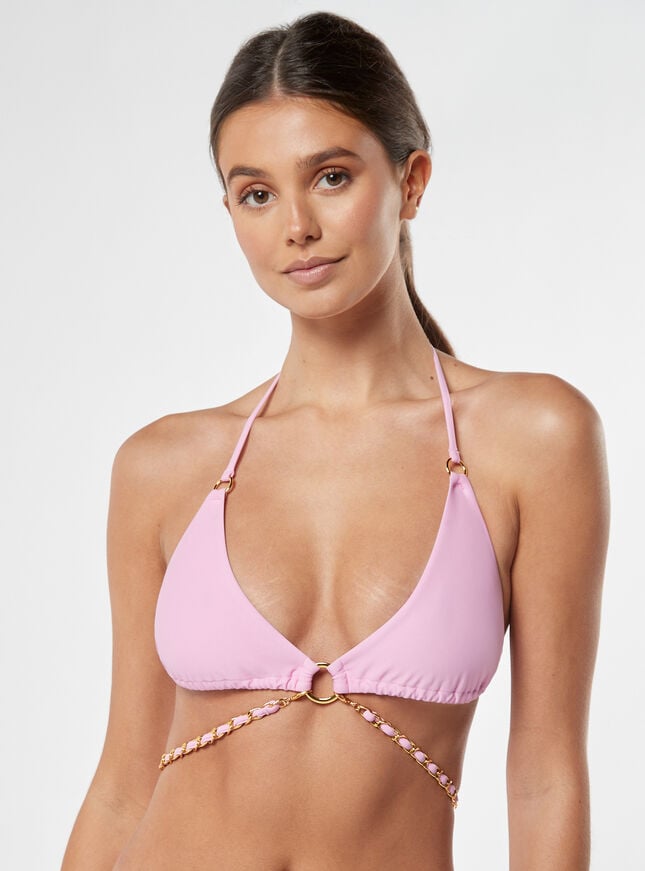 Boux Avenue Miami Chain Triangle Bikini Top - Pink