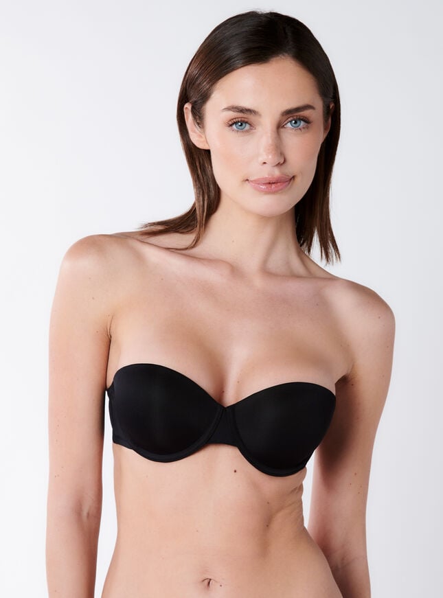 boux avenue Microfibre strapless bra - Black