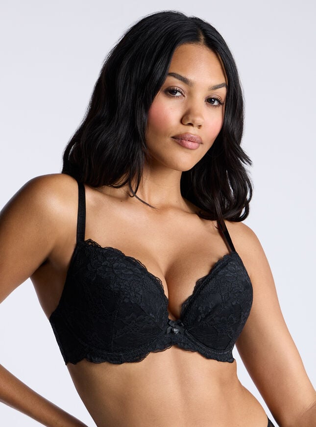 boux avenue Mollie lace padded plunge bra - Black