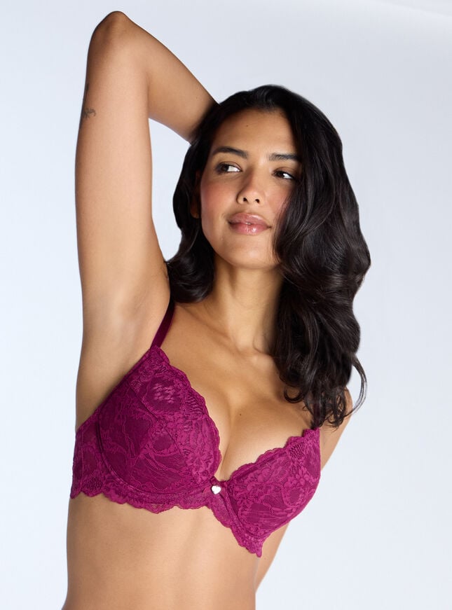 boux avenue Mollie lace padded plunge bra - Grape