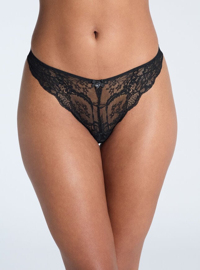 boux avenue Mollie lace thong - Black
