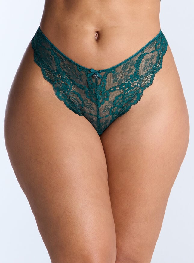 boux avenue Mollie lace thong - Emerald