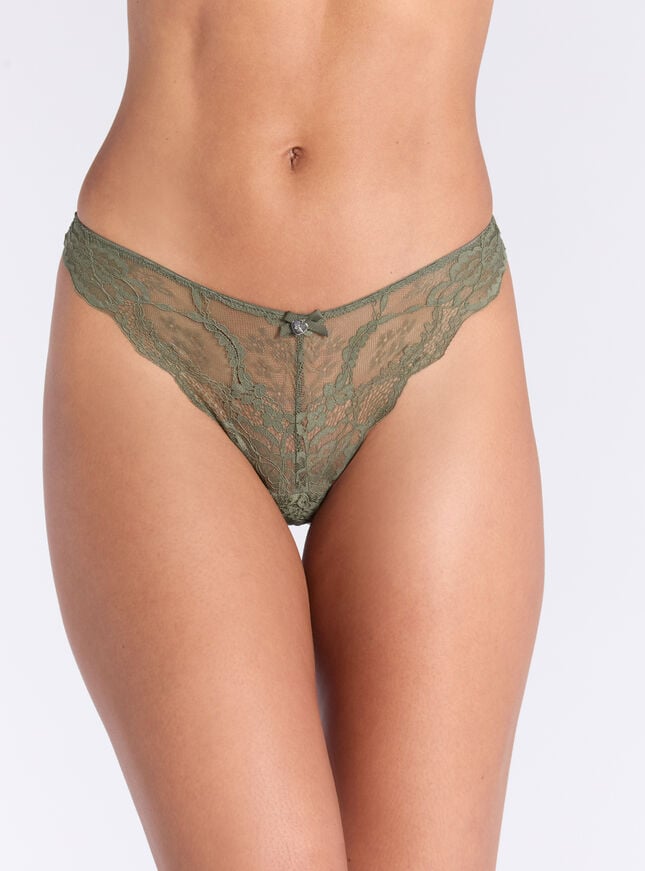 boux avenue Mollie lace thong - Khaki