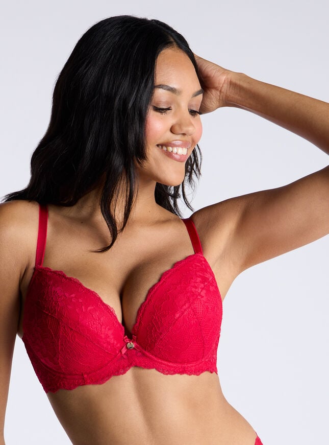 boux avenue Mollie padded plunge bra - Strawberry