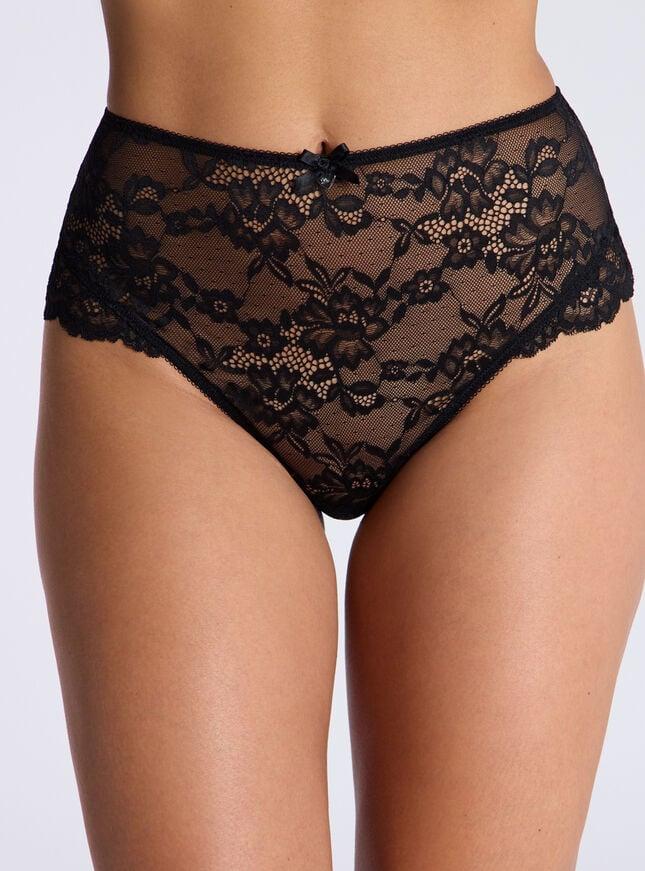Boux Avenue Monica Lace High Waist Briefs - Black