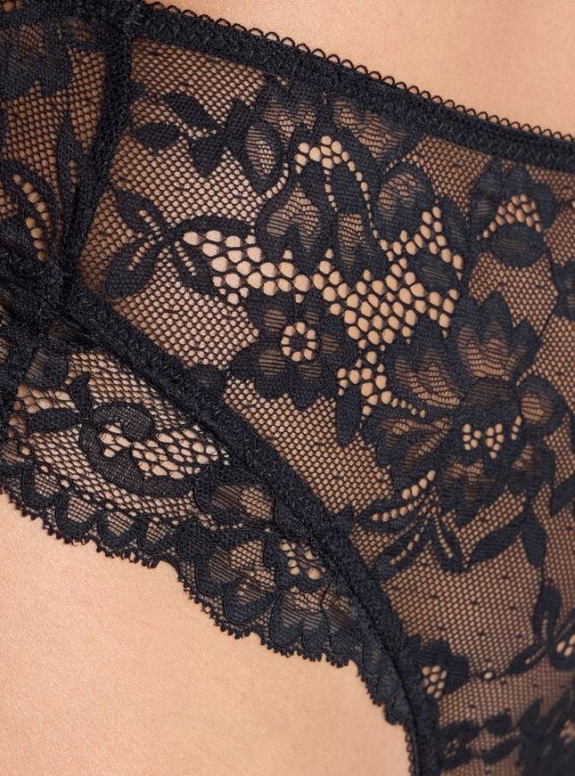 Boux Avenue Monica Lace High Waist Thong - Black