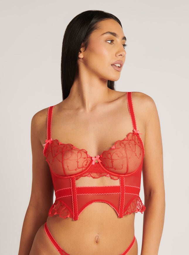 boux avenue Monique basque longline bra - Red Mix