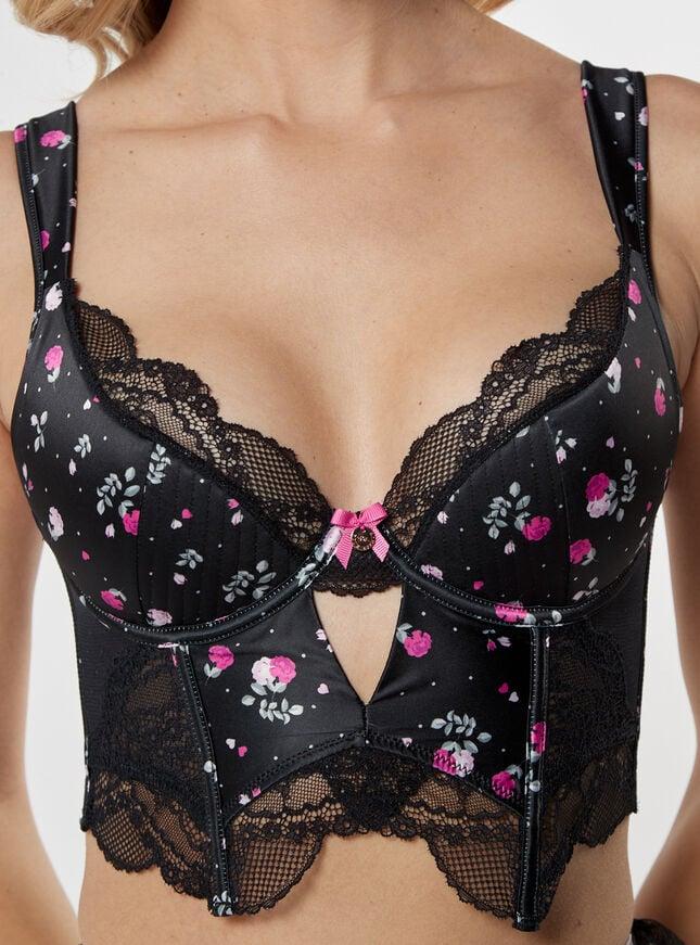 Boux Avenue Nelia Longline Bra - Black & Pink Mix