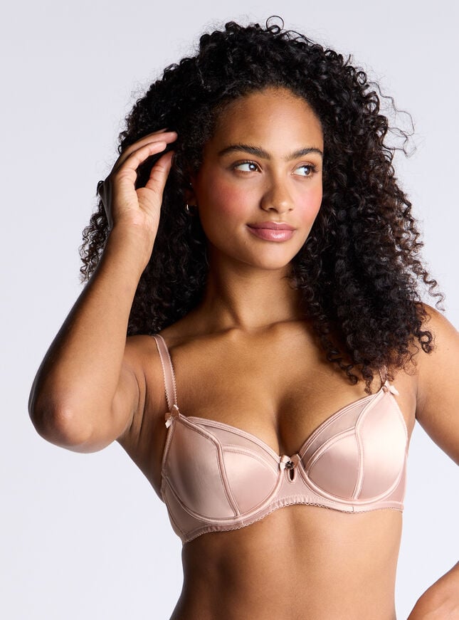 boux avenue Petal satin plunge bra - Champagne