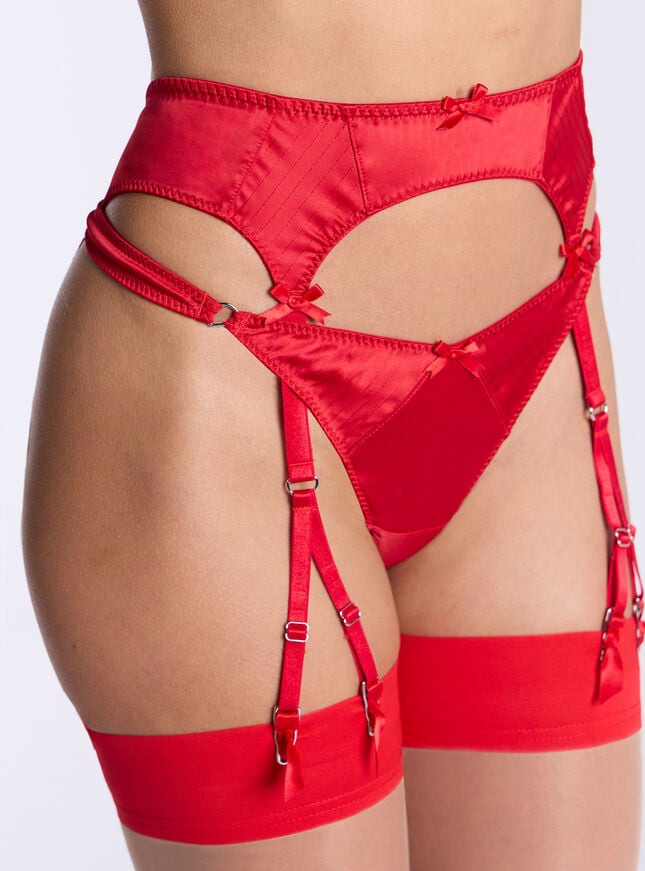 boux avenue Phoenix satin suspender belt - Red