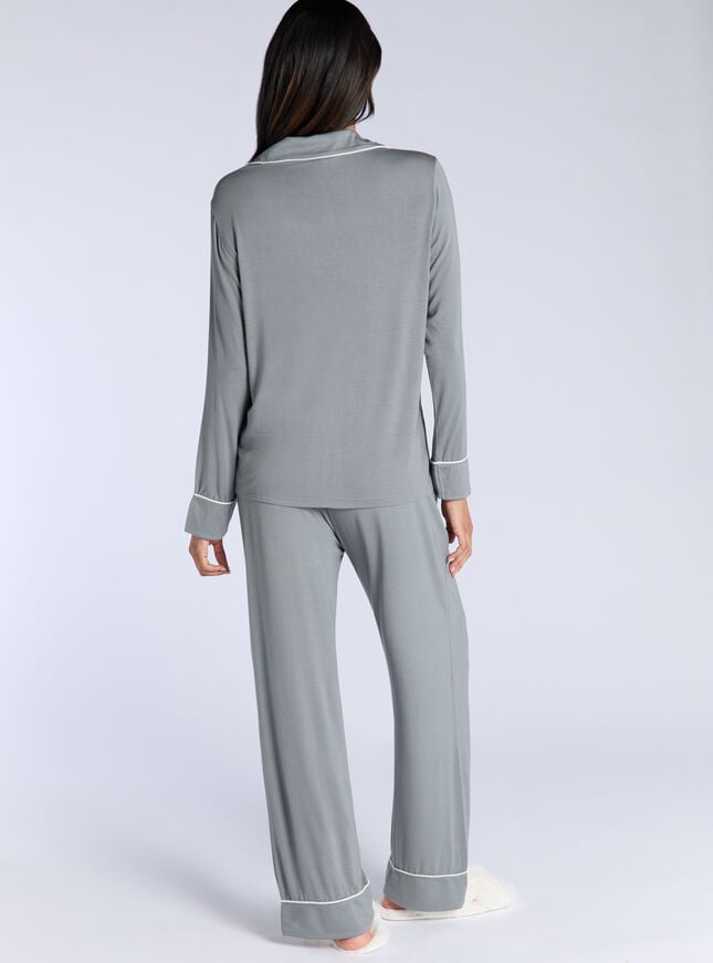 Boux Avenue Piping Modal Pyjama Set - Khaki