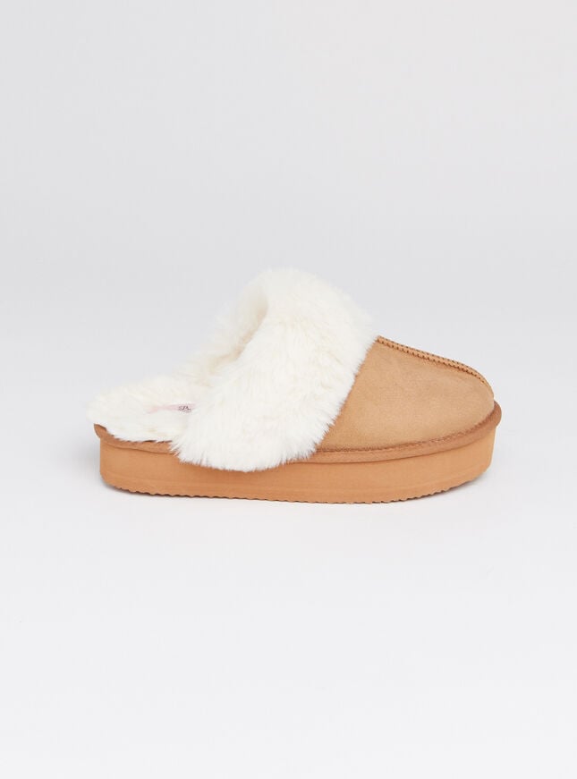 Boux Avenue Platform Mule Slippers - Chestnut