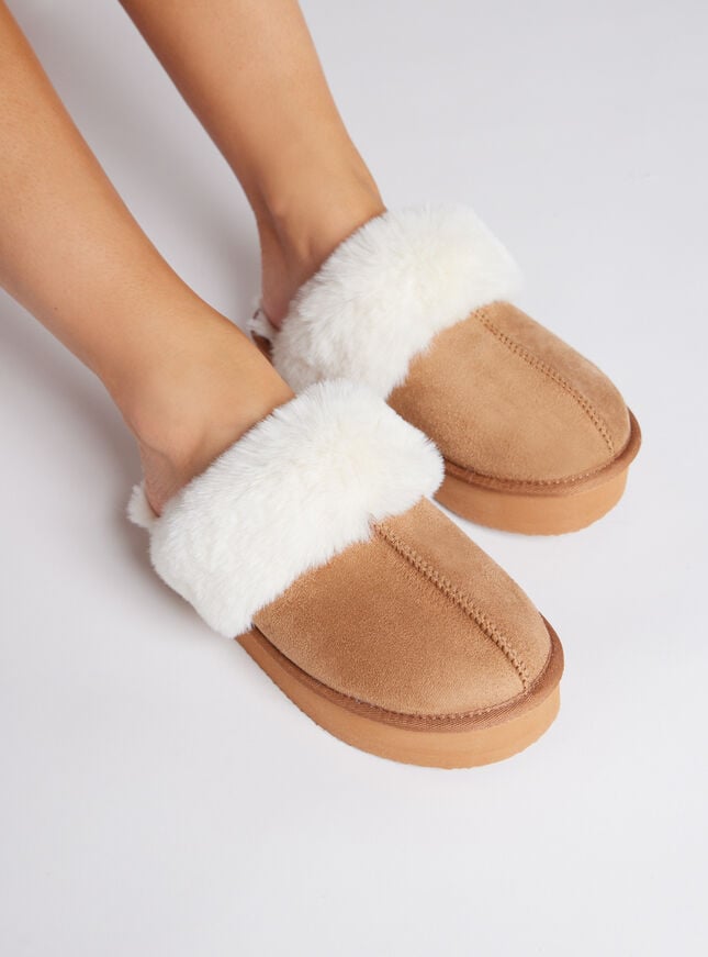 boux avenue Platform mule slippers - Chestnut