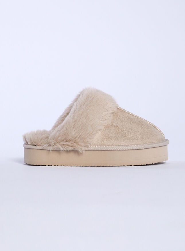 Boux Avenue Platform Mule Slippers - Taupe