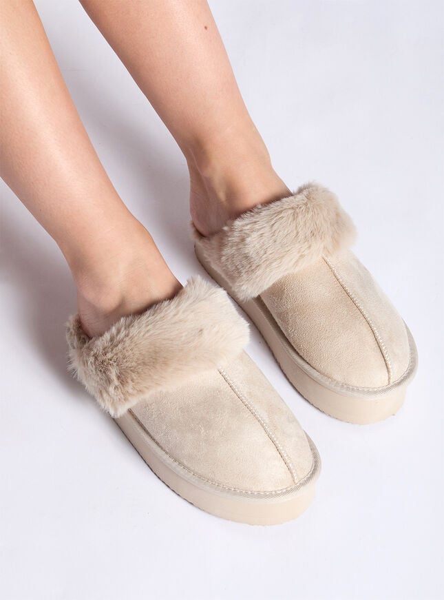 boux avenue Platform mule slippers - Taupe