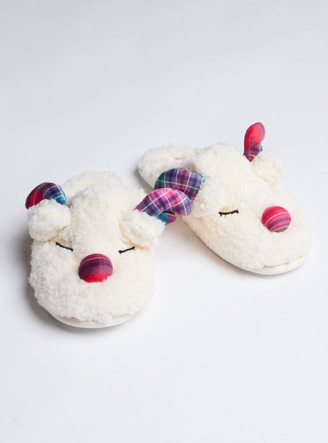 Boux Avenue Reindeer Mule Slippers - Ivory