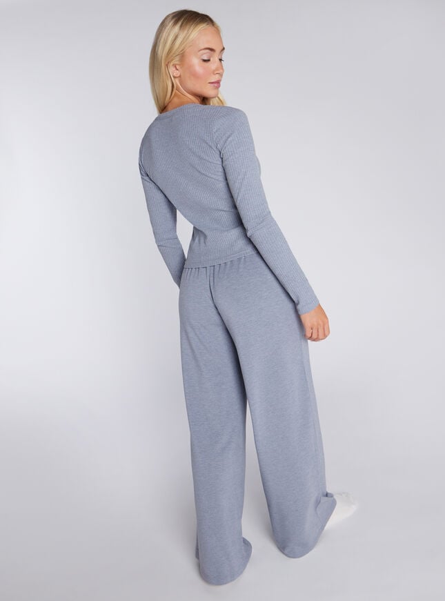 Boux Avenue Ribbed Henley Top - Steel Blue