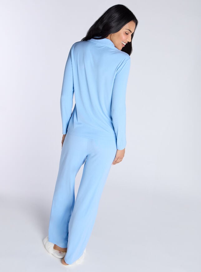 Boux Avenue Ribbed Modal Pyjama Top - Blue