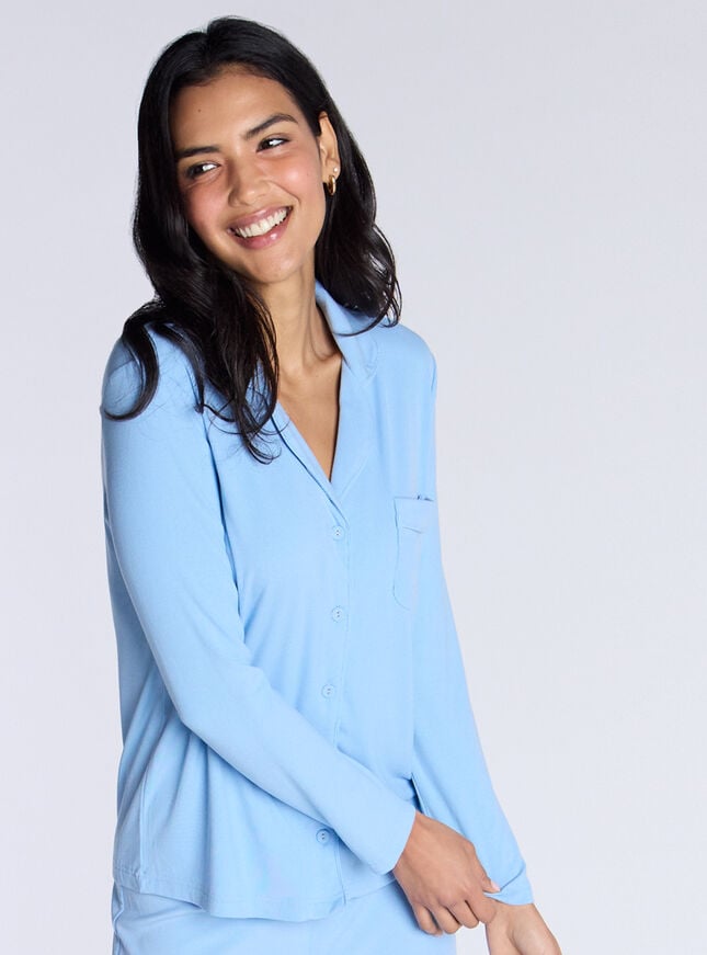boux avenue Ribbed modal pyjama top - Blue