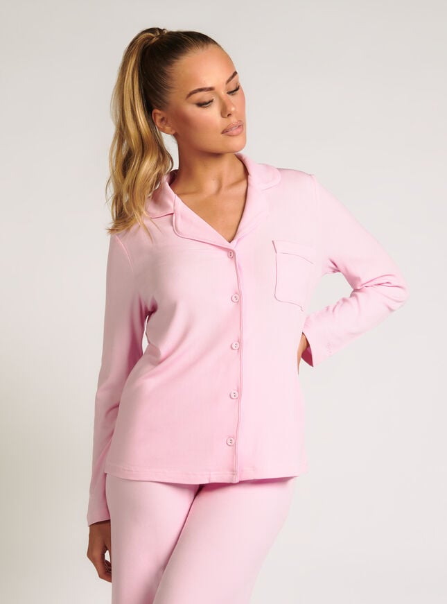 boux avenue Ribbed modal pyjama top - Candy Pink