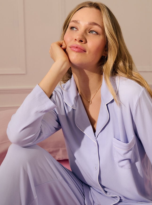 boux avenue Ribbed modal pyjama top - Dove