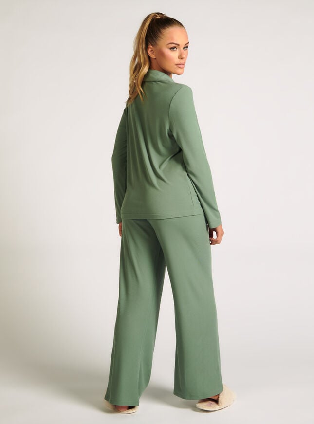 Boux Avenue Ribbed Modal Pyjama Top - Khaki