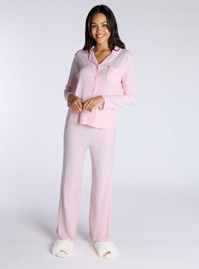 Boux Avenue Ribbed Modal Pyjama Top - Pink